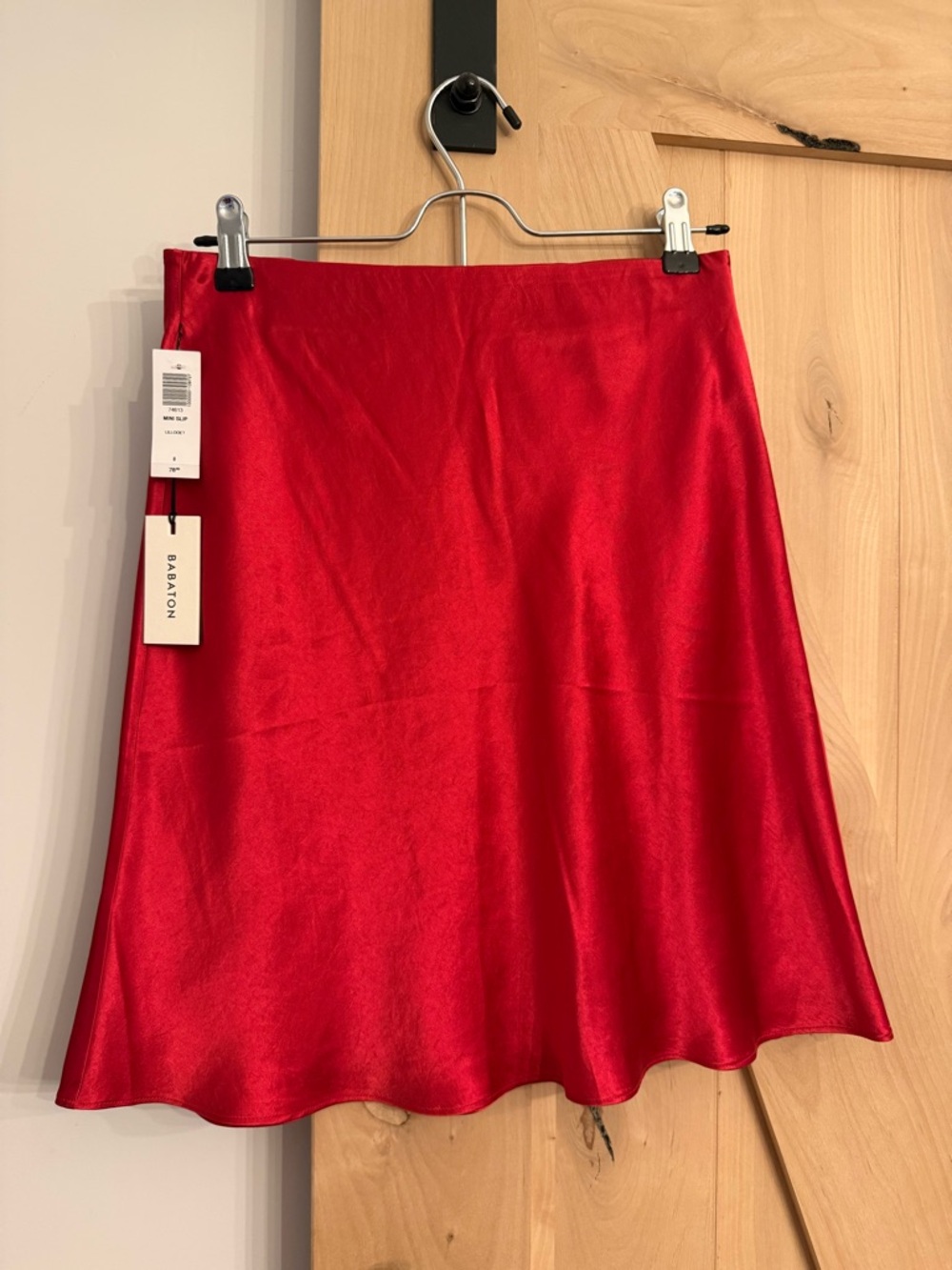 NWT Babaton Red Satin Mini Skirt - Size 8